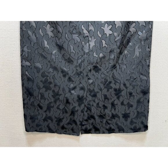 Perliza Women's A Line Formal Skirt 12 Lightweight Flat Front Black Floral Print - Picture 12 of 13